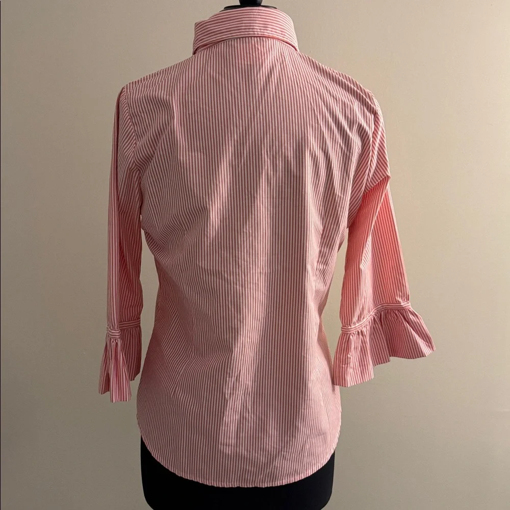 Gretchen Scott Designs Priss Brooks Blouse - Stripe in Tangerine EUC Size M - Picture 7 of 9